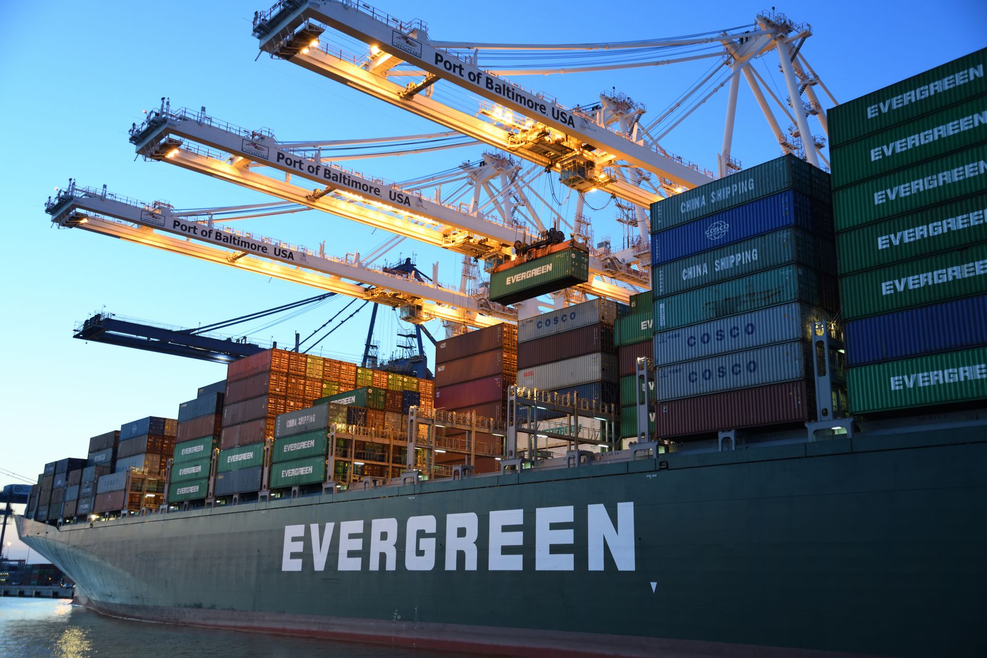 Container ship at port
