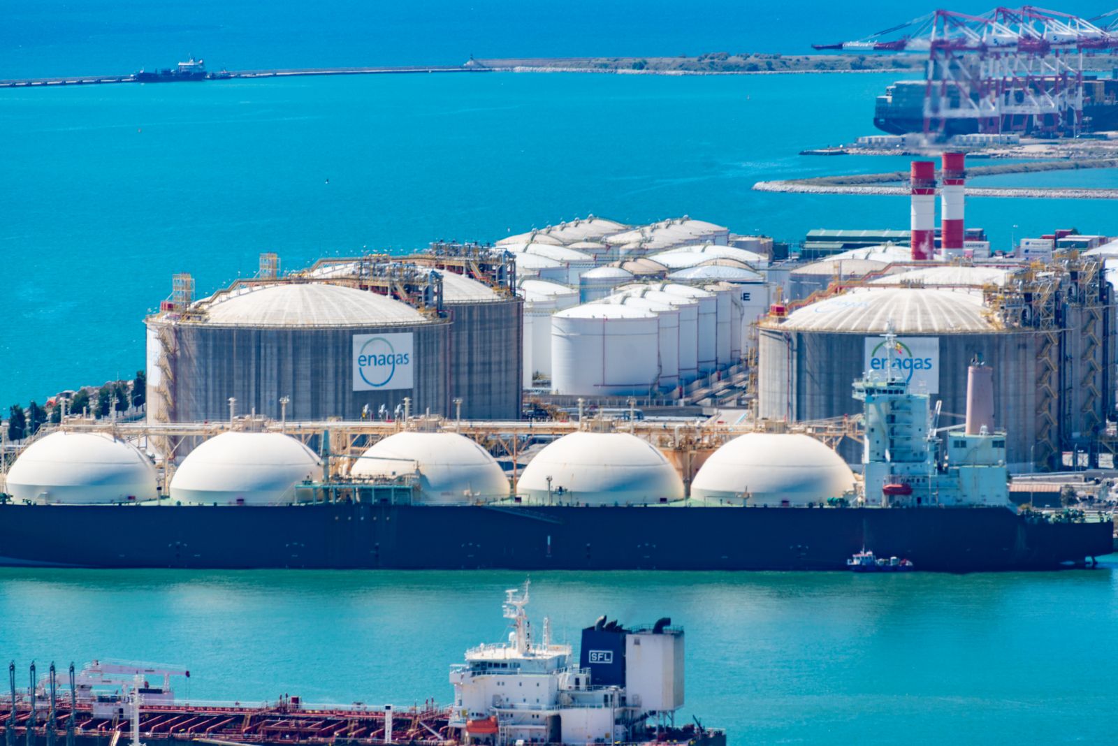 Gas carrier berthed at terminal